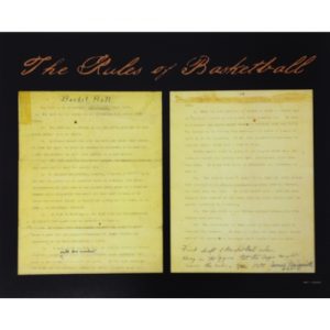 Original Rules of Baksetball Poster, Two pages of Handwritten Notes