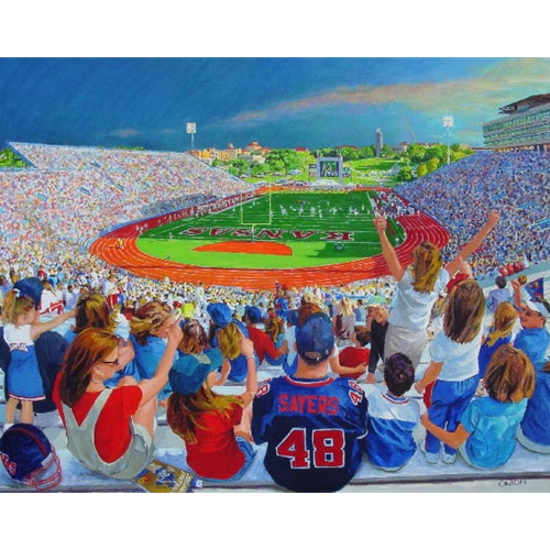 Endzone View at University of Kansas's Football Field Painting