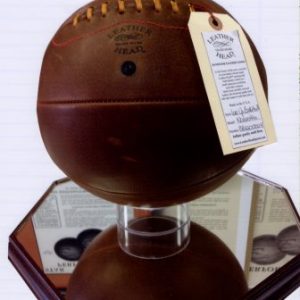 Replica Leather Basketball with Tag Attached, Attached to Base