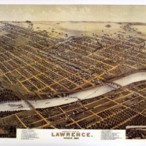 Black and White Photo - Birds Eye View of Lawrence, Kansas 1880 Print