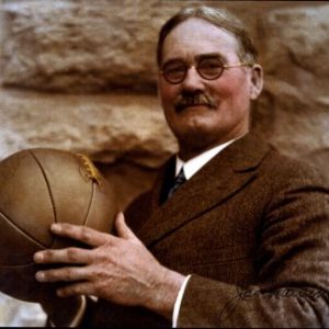 James Naismith Holding Basketball in Sepia