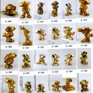 24 Miniature Bronze Jayhawks Figurines, Various Styles
