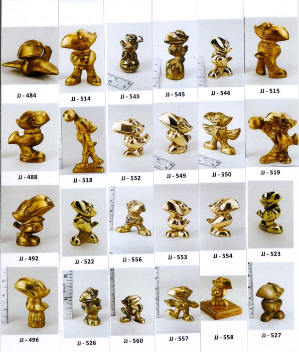 24 Miniature Bronze Jayhawks Figurines, Various Styles