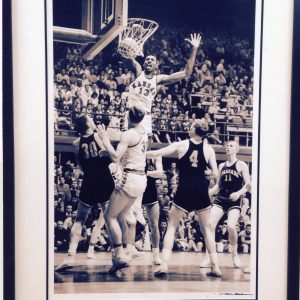 Wilt Chamberlain Kansas University Dunk Photograph While Being Defended