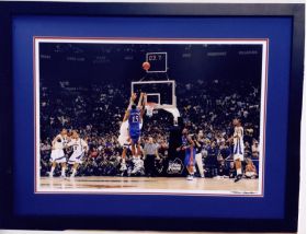 Mario Chalmers "The Shot" Photo signed by Rich Clarkson framed in Museum Glass in black metal frame.