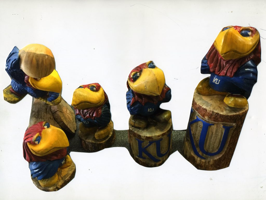 Kansas Jayhawk Chainsaw Carving